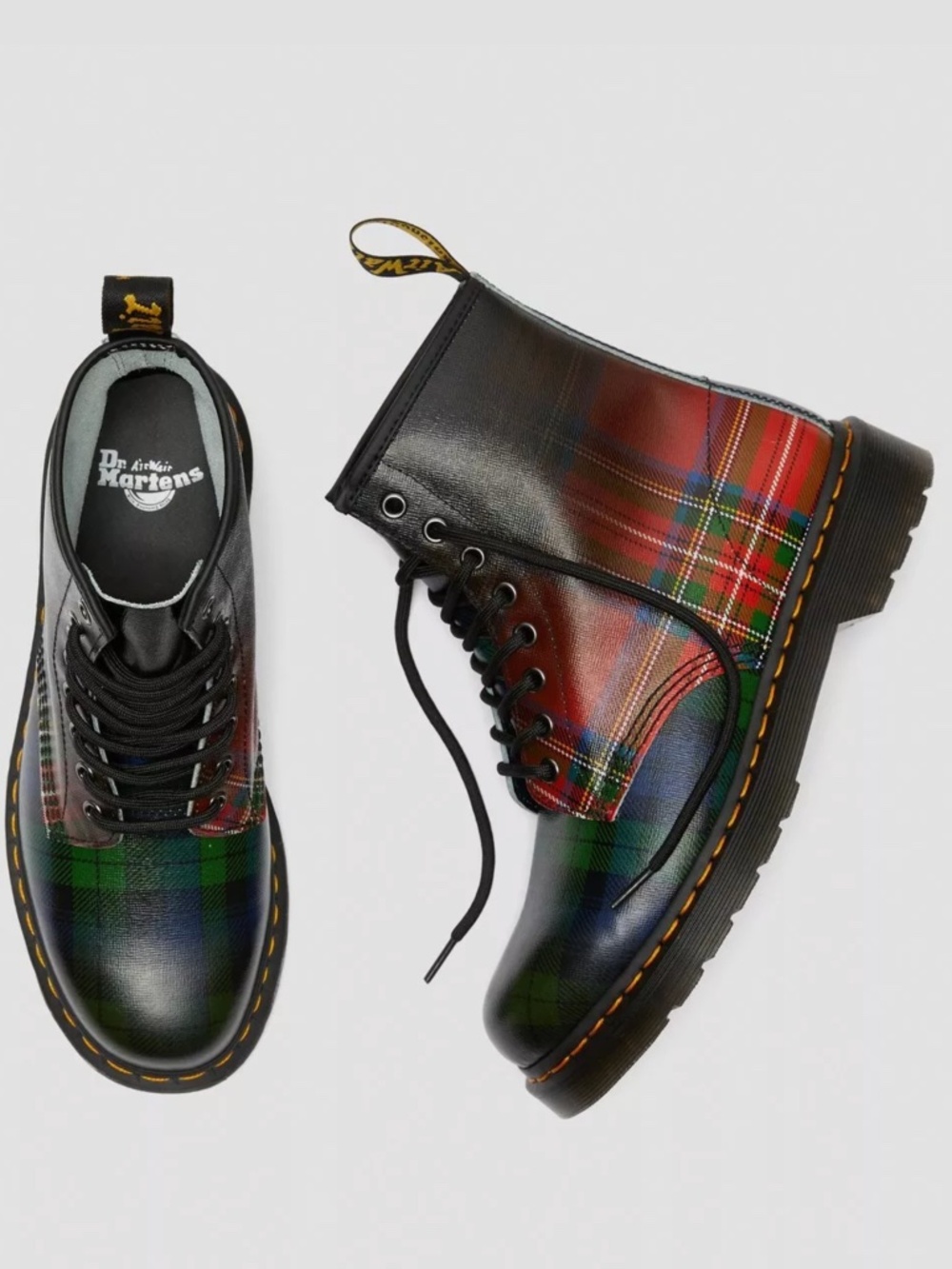 Dr. Martens 1460 TARTAN LEATHER LACE UP BOOTS Size 7 - Picture 3 of 14